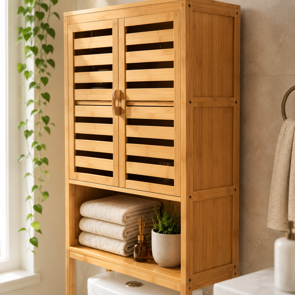 Bamboo Over-Toilet Storage Cabinet