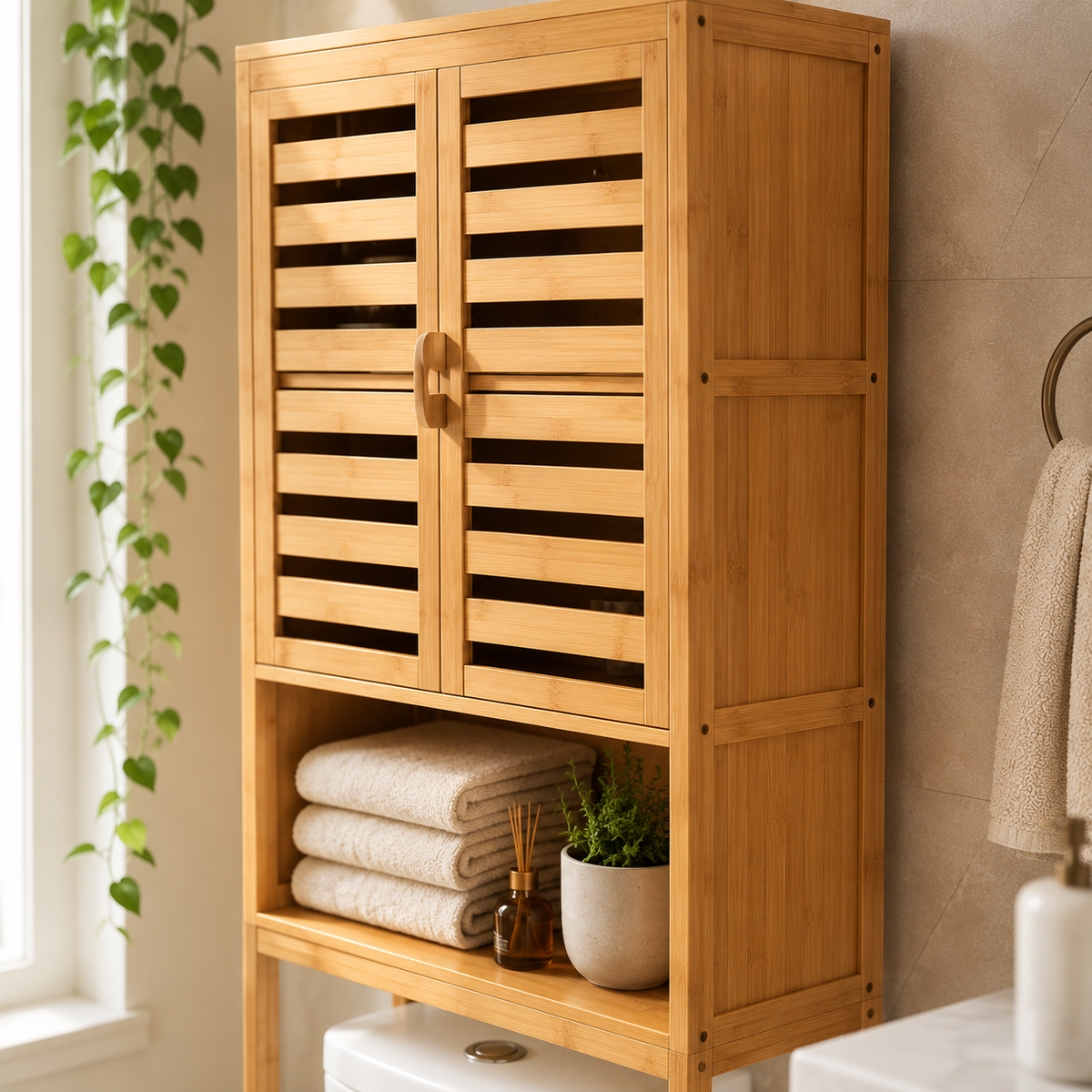 Bamboo Over-Toilet Storage Cabinet