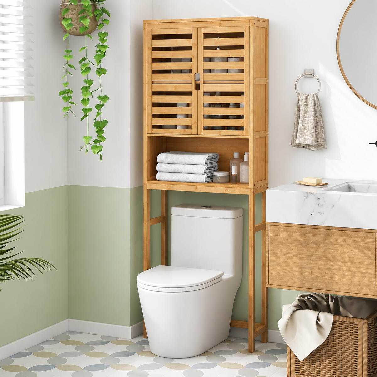 Bamboo Over-Toilet Storage Cabinet
