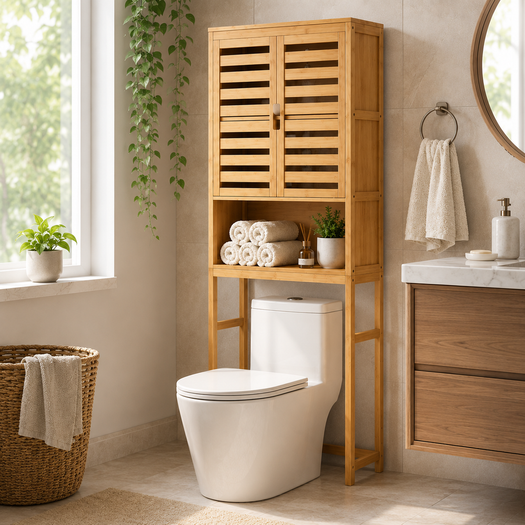 Bamboo Over-Toilet Storage Cabinet