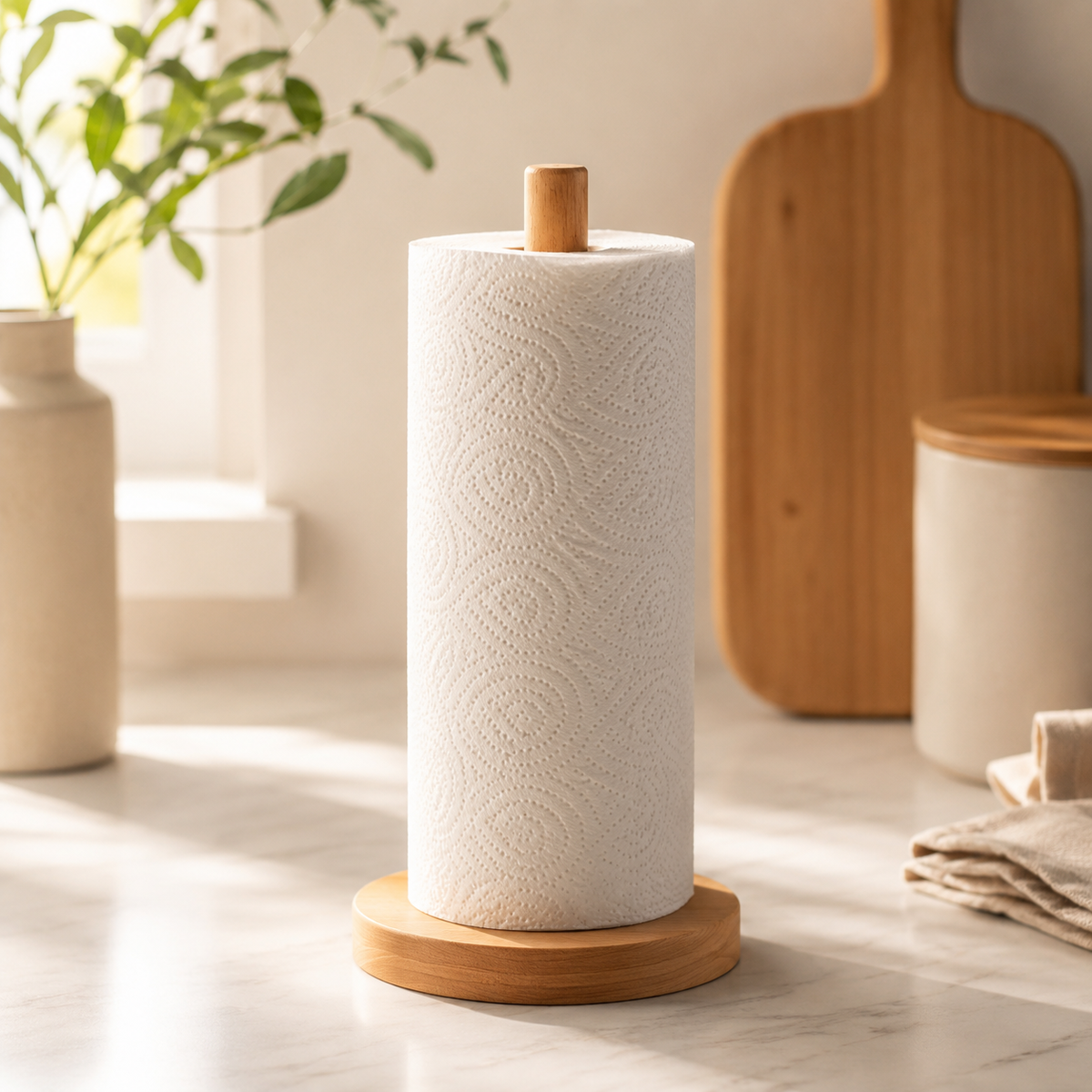 Bamboo Standing Paper Towel Holder