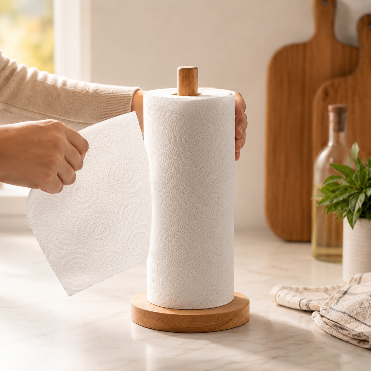 Bamboo Standing Paper Towel Holder