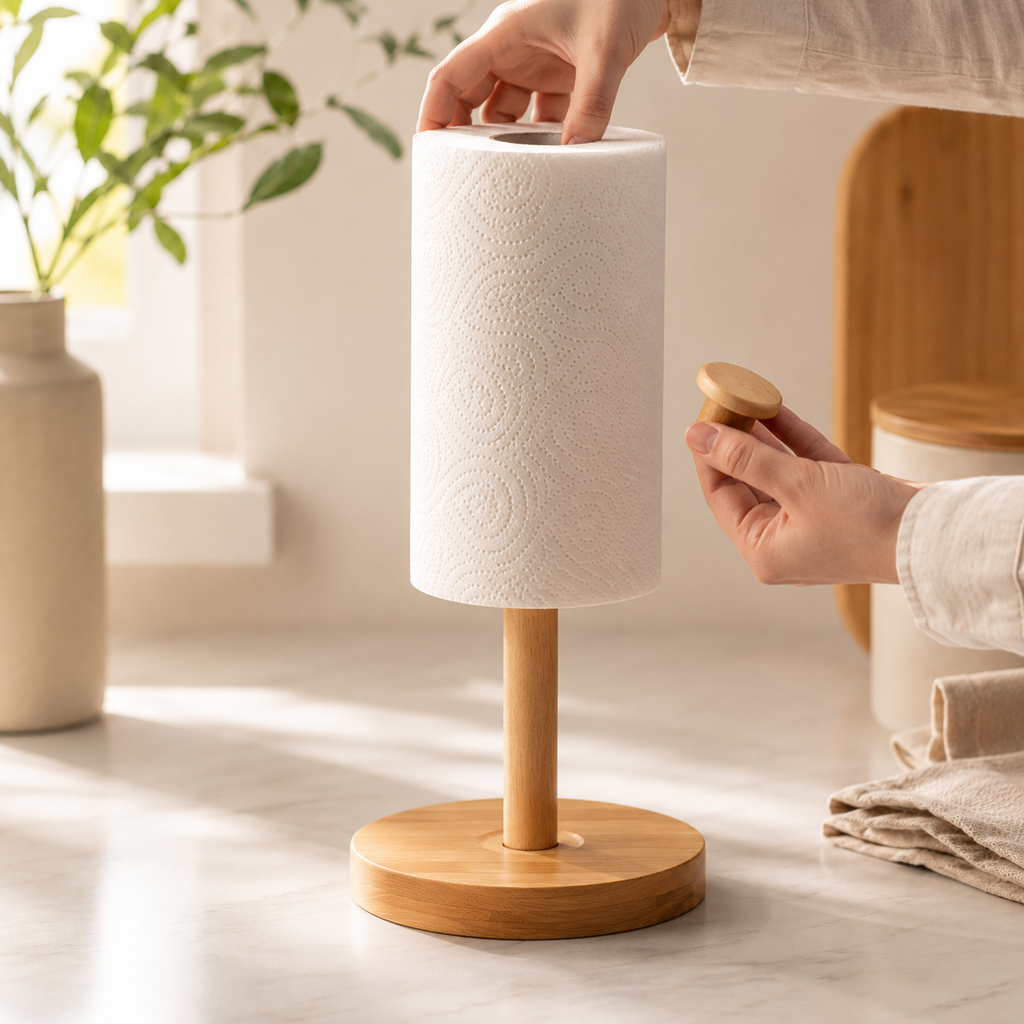 Bamboo Standing Paper Towel Holder