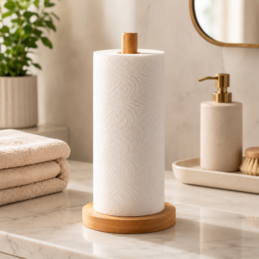Bamboo Standing Paper Towel Holder
