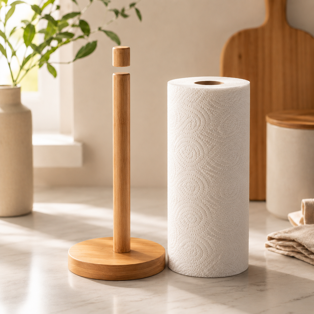 Bamboo Standing Paper Towel Holder