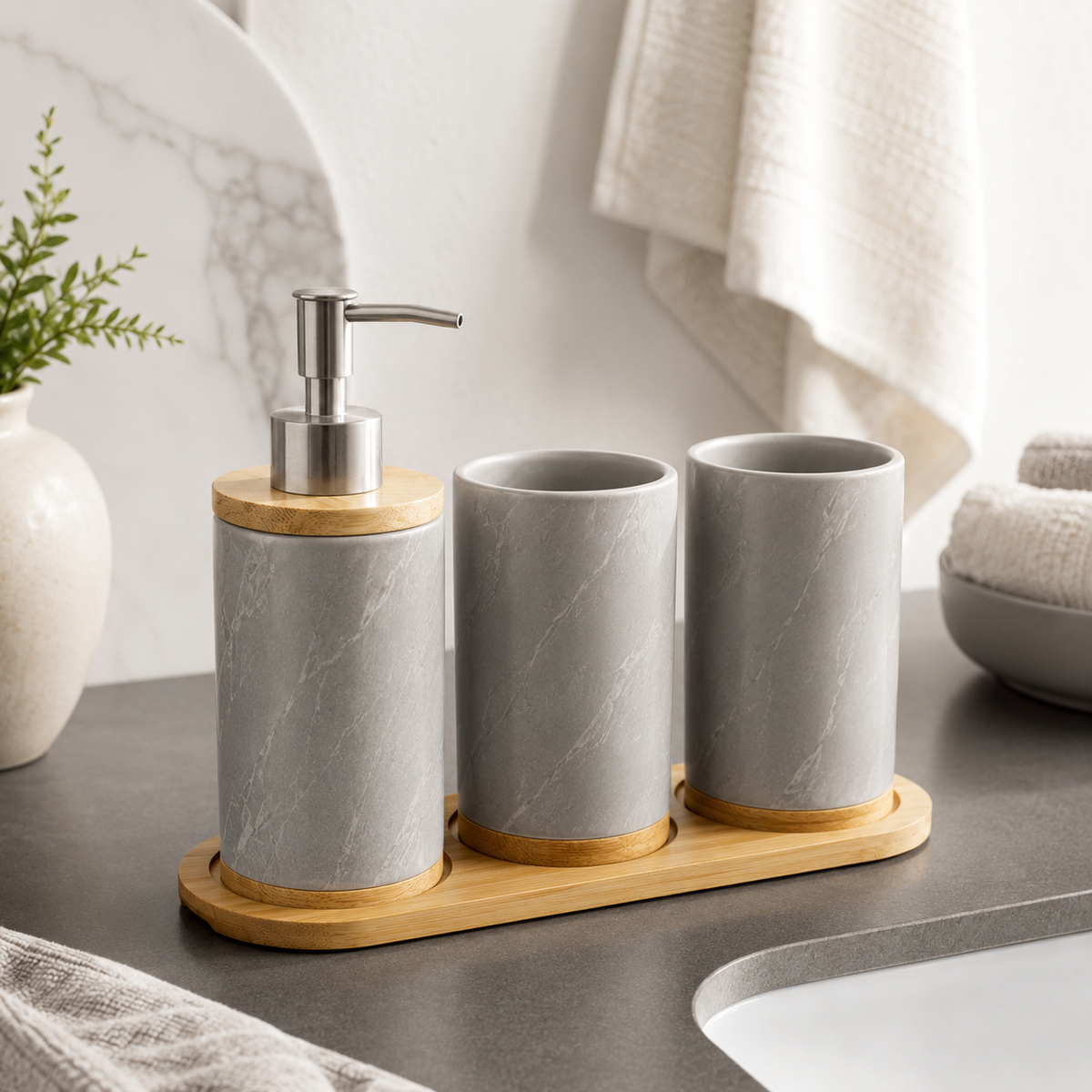 Ceramic Bathroom Accessory Set