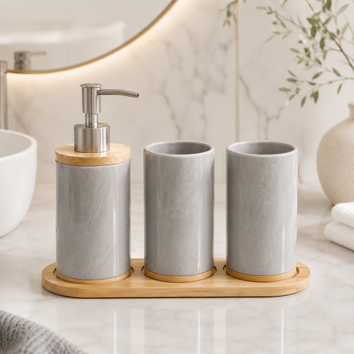 Ceramic Bathroom Accessory Set