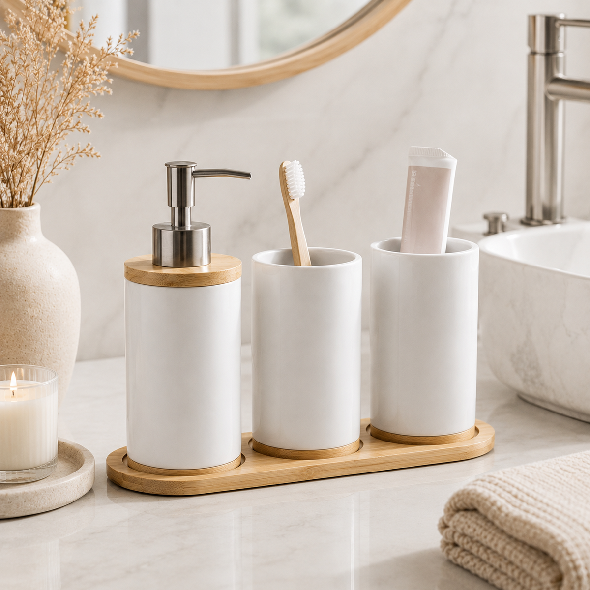 Ceramic Bathroom Accessory Set