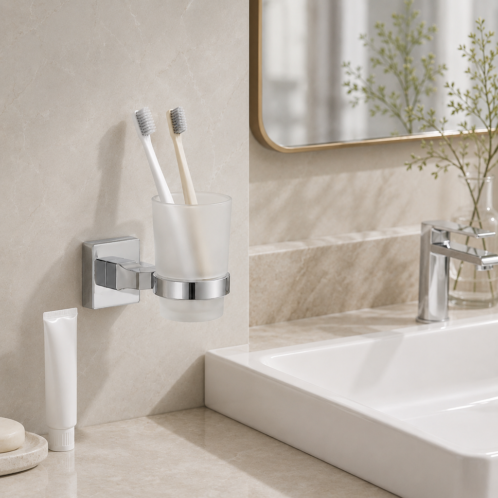 Wall-Mounted Toothbrush Holder & Cup