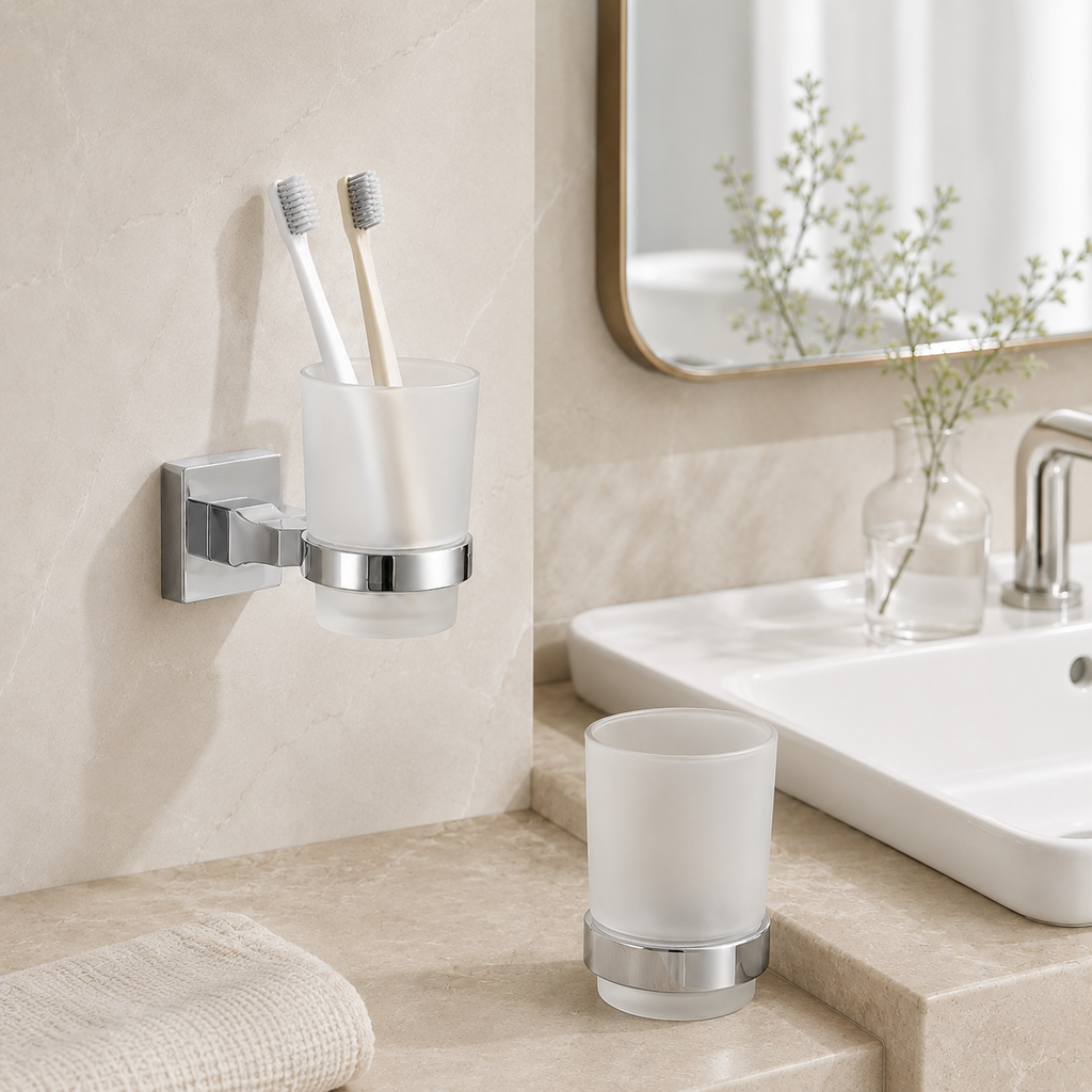 Wall-Mounted Toothbrush Holder & Cup