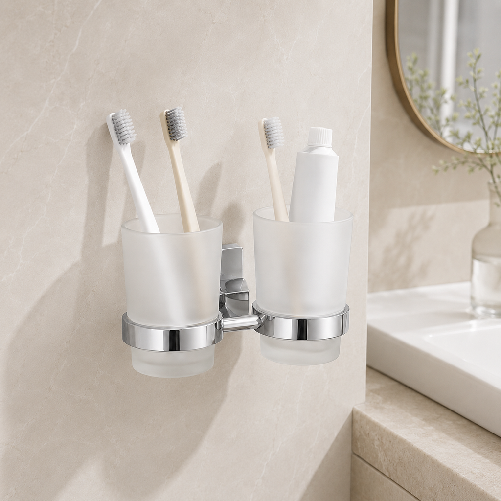 Wall-Mounted Toothbrush Holder & Cup