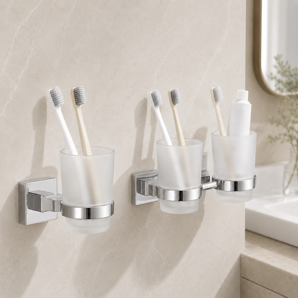 Wall-Mounted Toothbrush Holder & Cup