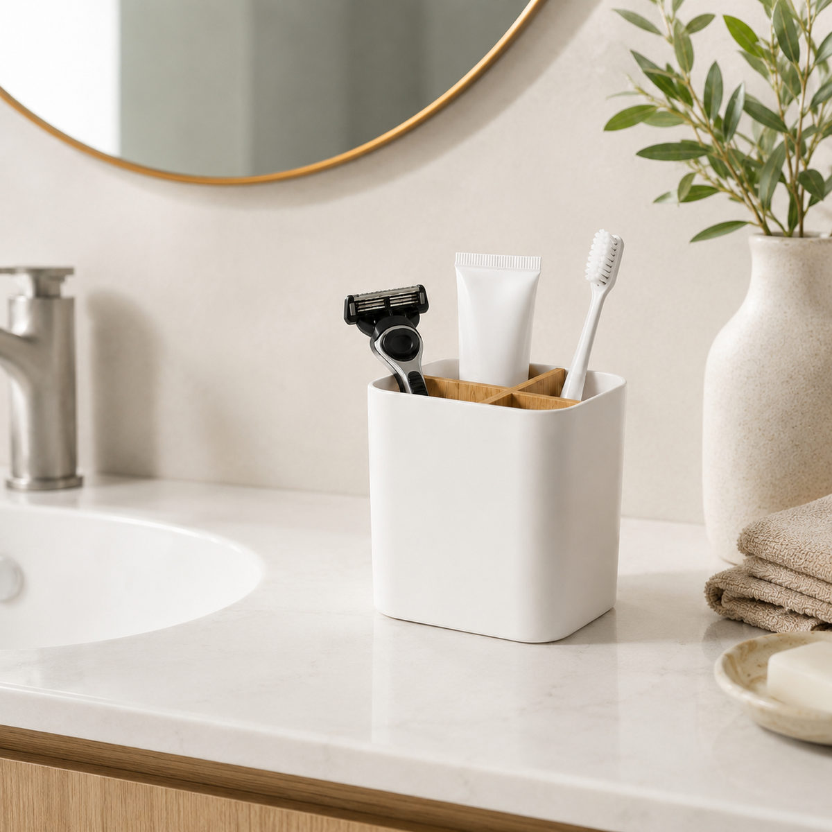 Bamboo Toothbrush & Toothpaste Holder