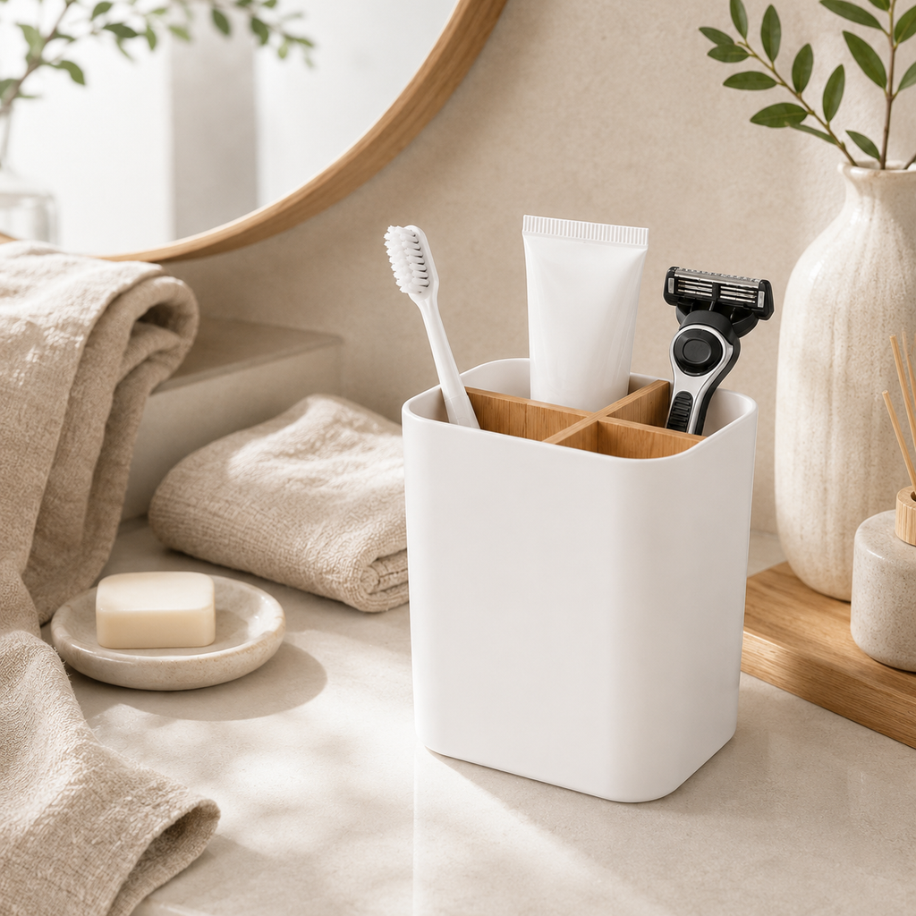 Bamboo Toothbrush & Toothpaste Holder