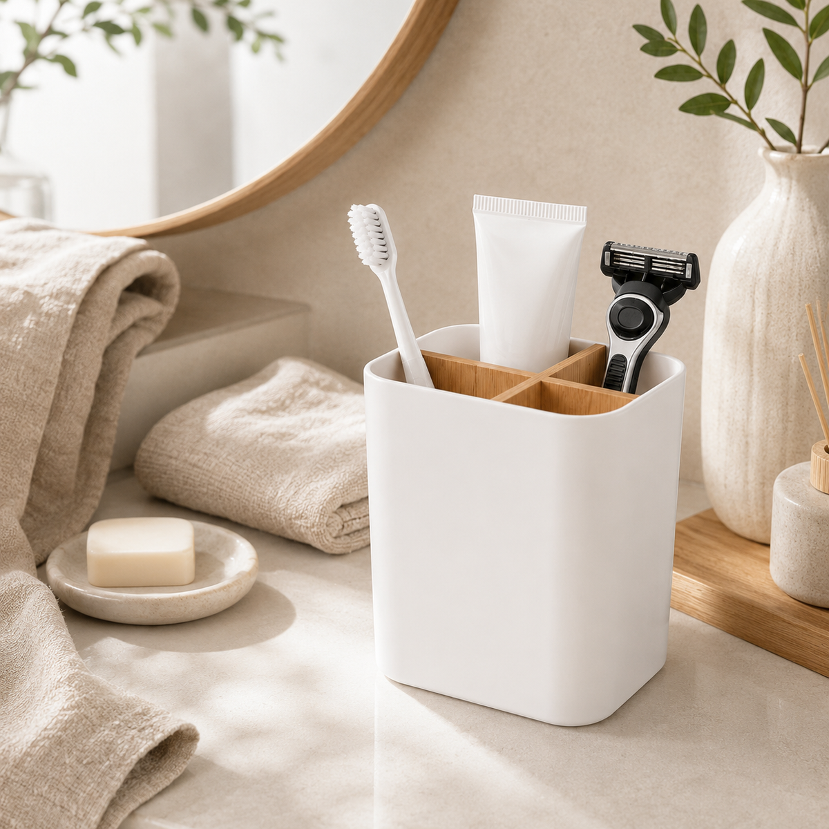 Bamboo Toothbrush & Toothpaste Holder