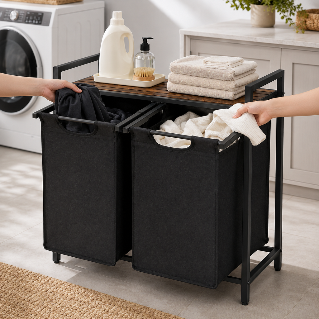 2-Bag Laundry Sorter with Frame