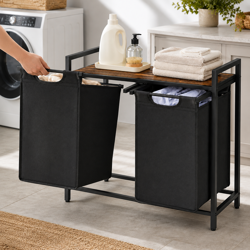 2-Bag Laundry Sorter with Frame