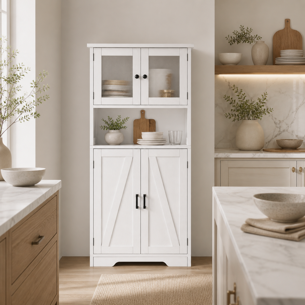 Glass-Door Pantry Cupboard