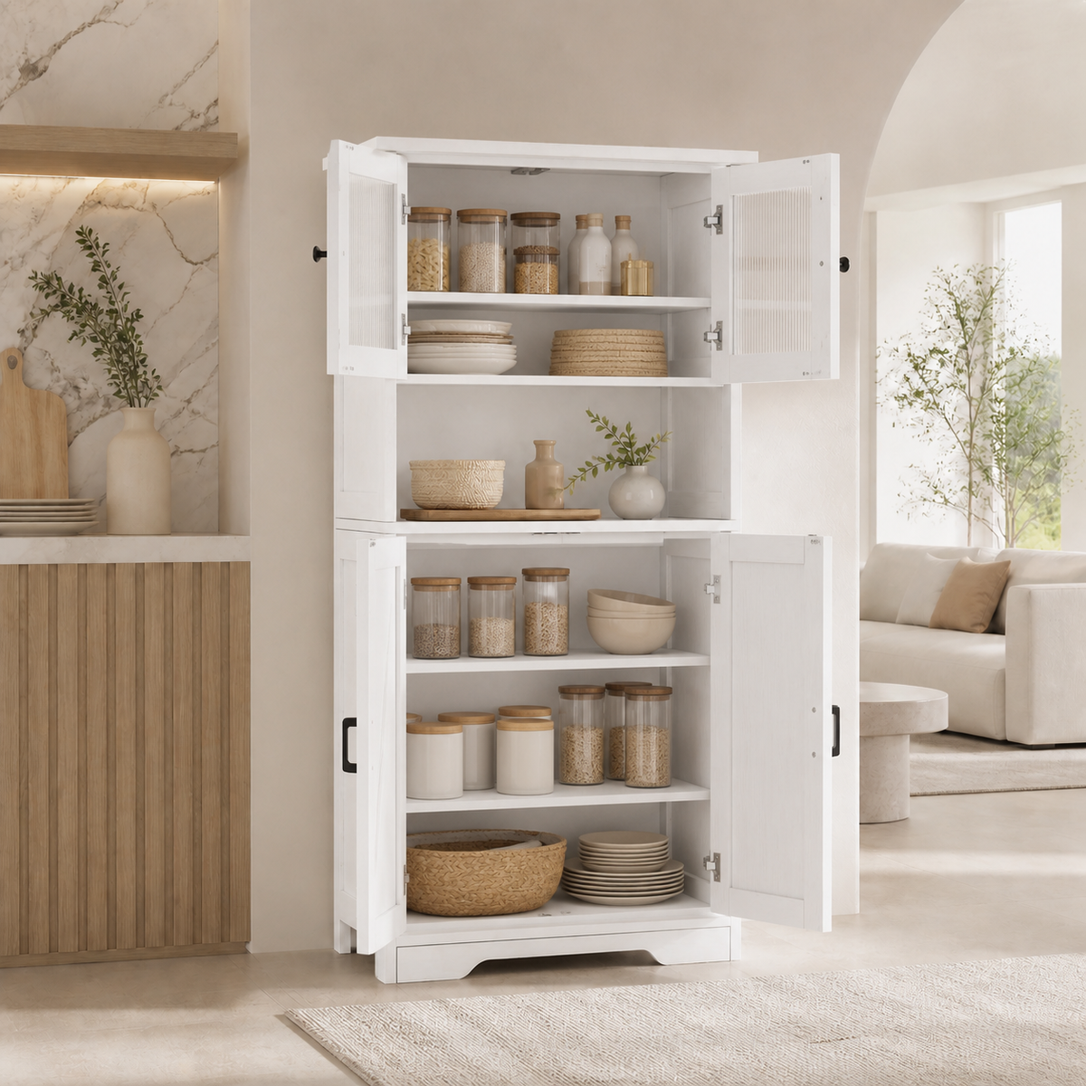 Glass-Door Pantry Cupboard
