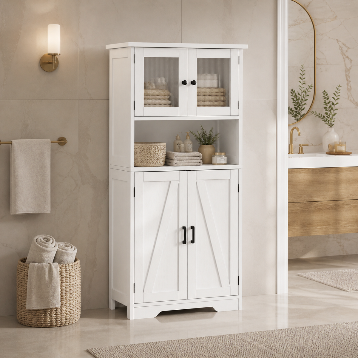 Glass-Door Pantry Cupboard