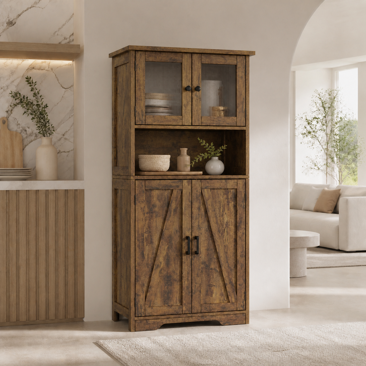 Glass-Door Pantry Cupboard