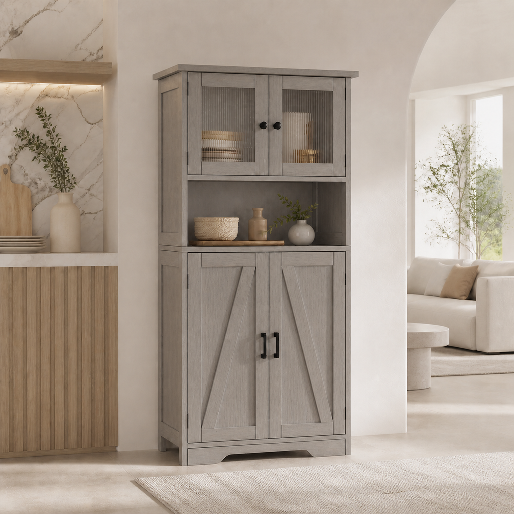 Glass-Door Pantry Cupboard