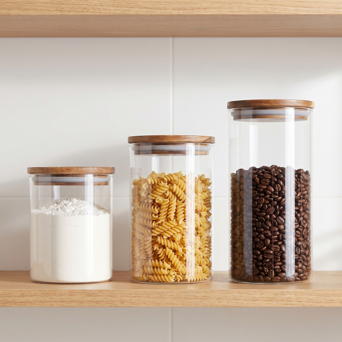 Glass Pantry Canisters (Set of 3)