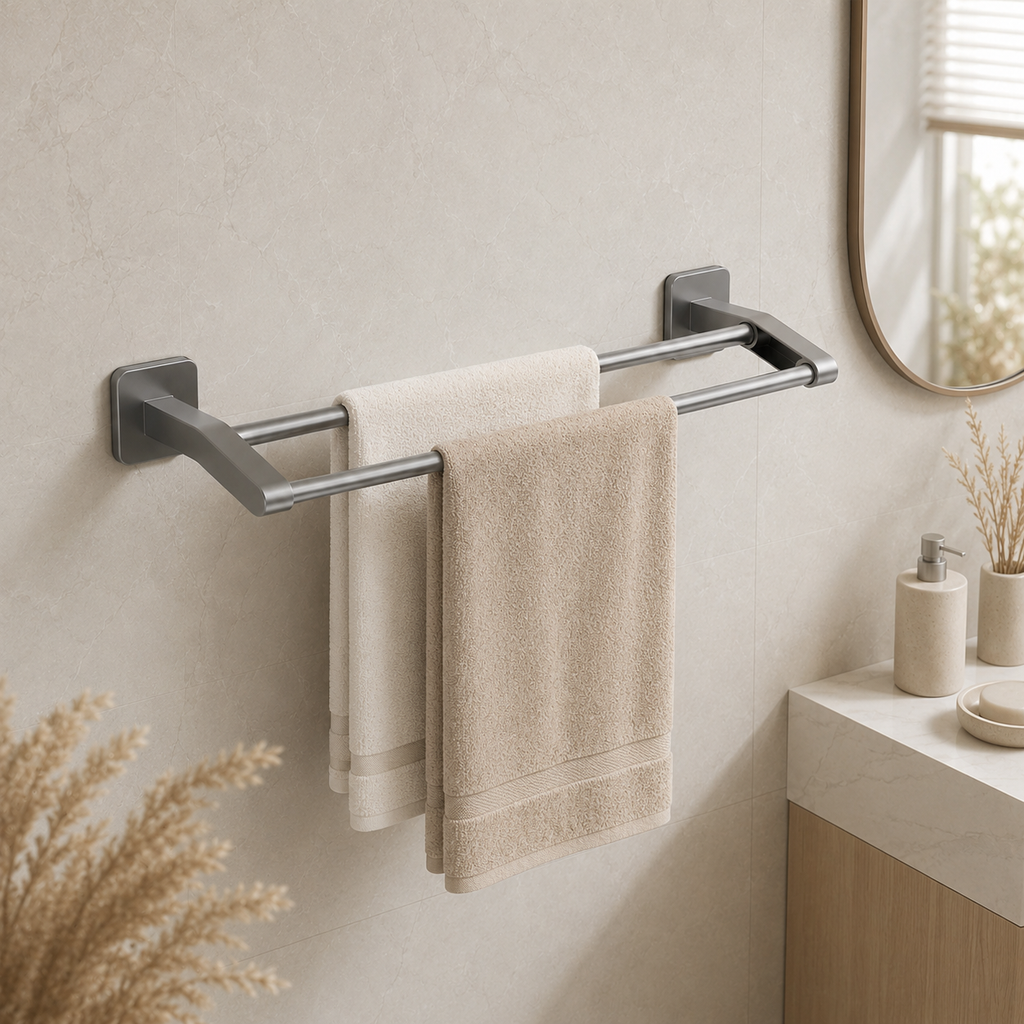 No-Drill Double Towel Bar