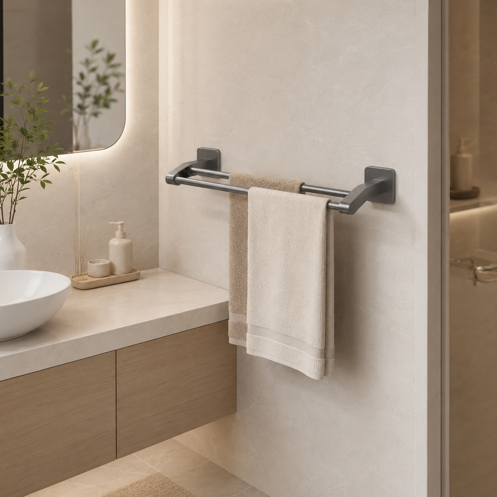 No-Drill Double Towel Bar
