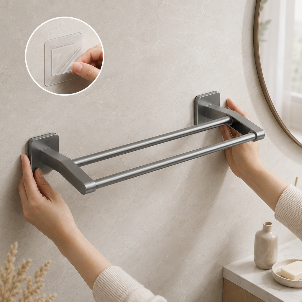 No-Drill Double Towel Bar