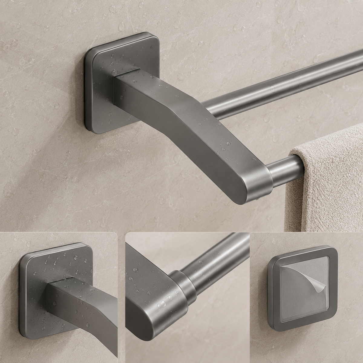 No-Drill Double Towel Bar