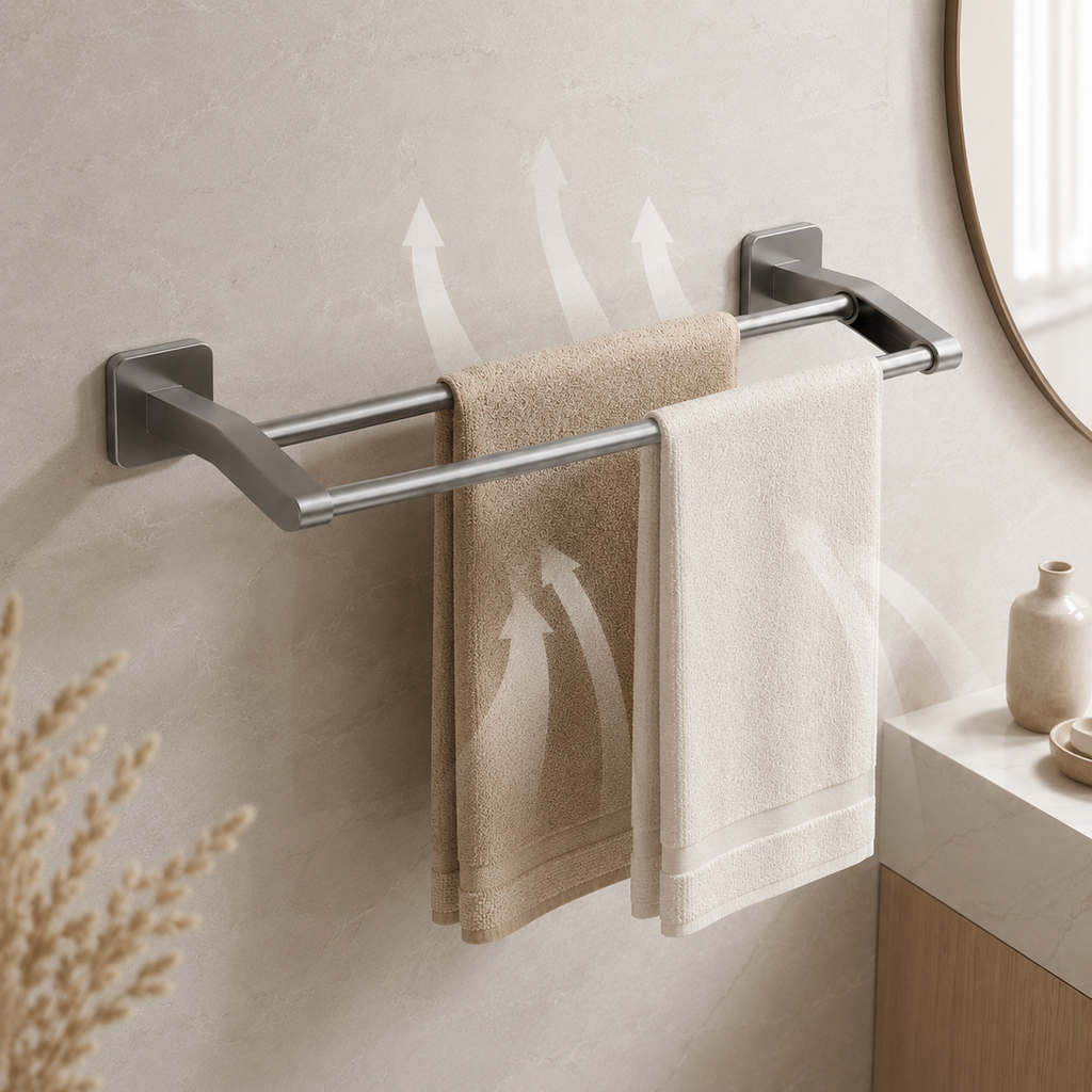 No-Drill Double Towel Bar