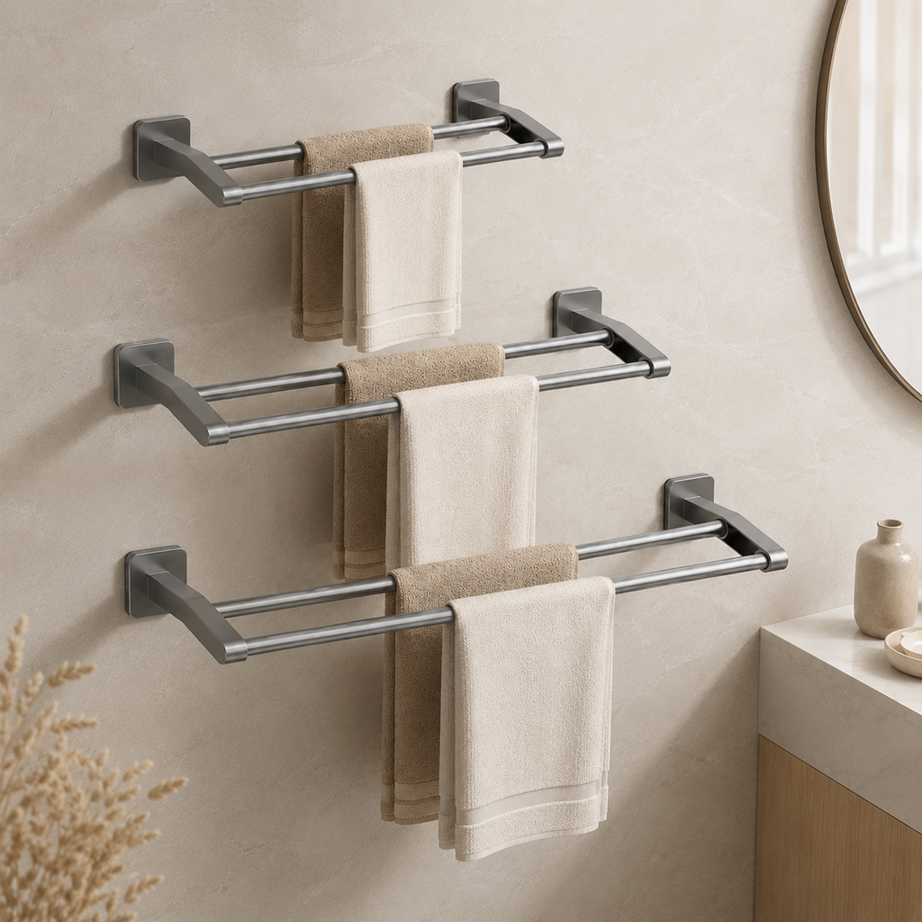 No-Drill Double Towel Bar