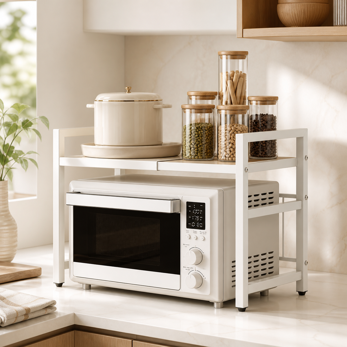 Retractable 2-Tier Kitchen Shelf