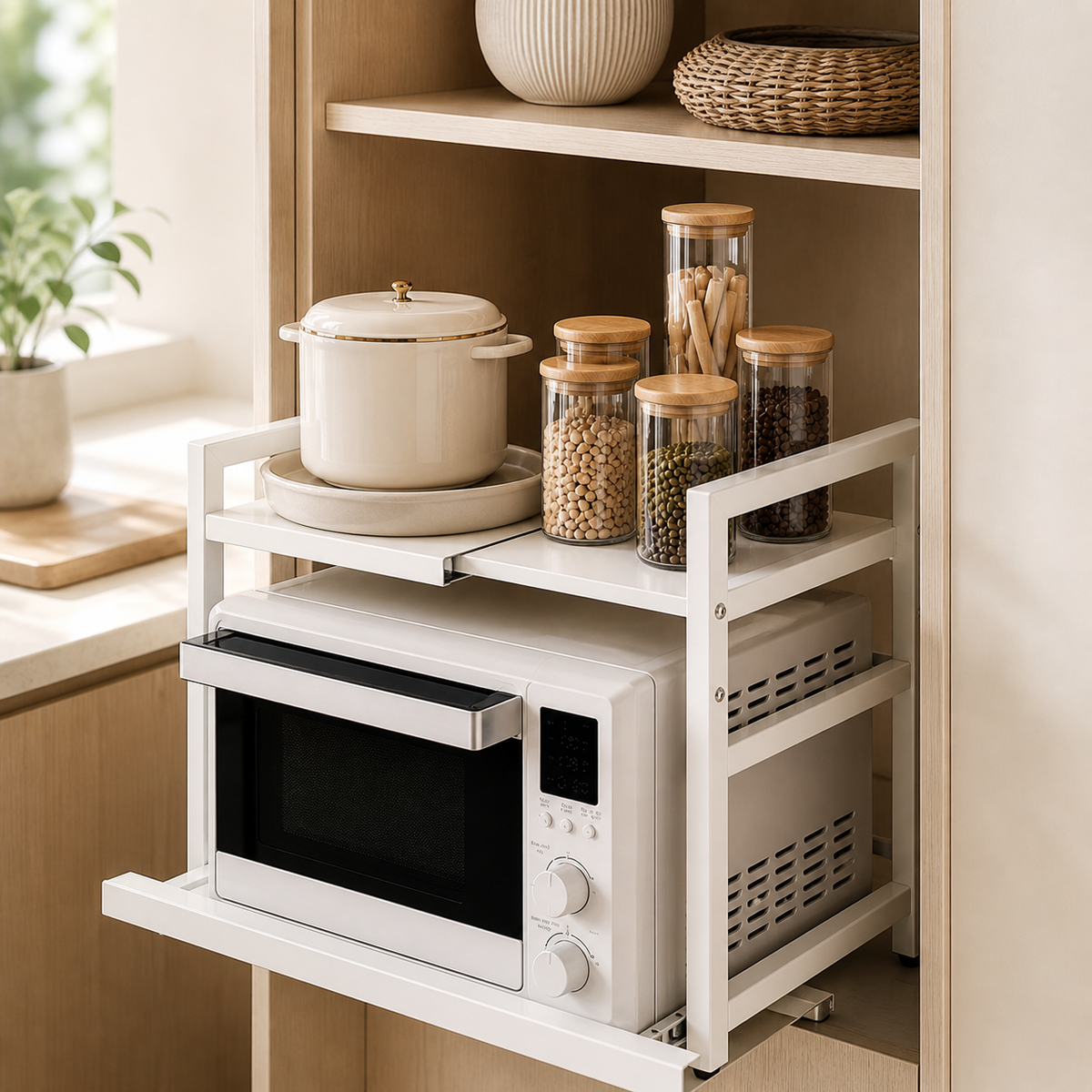 Retractable 2-Tier Kitchen Shelf