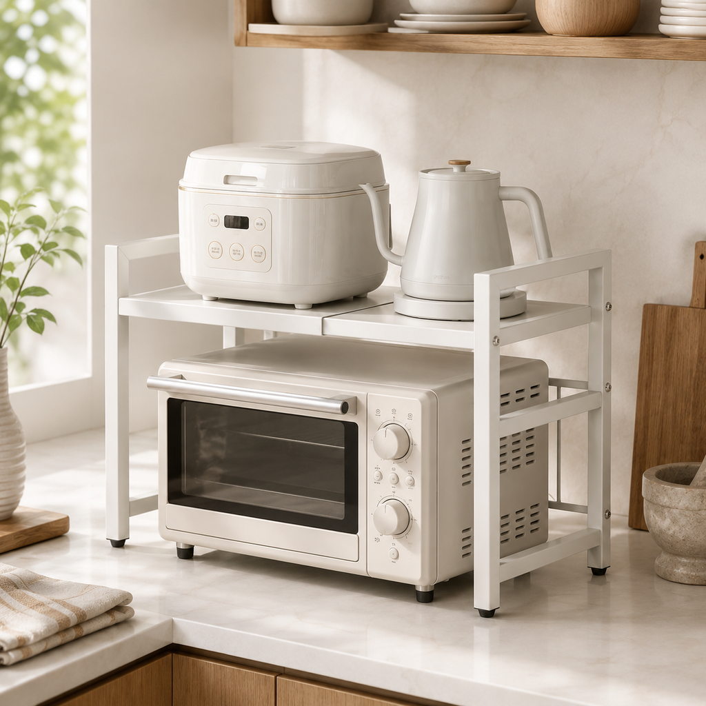 Retractable 2-Tier Kitchen Shelf