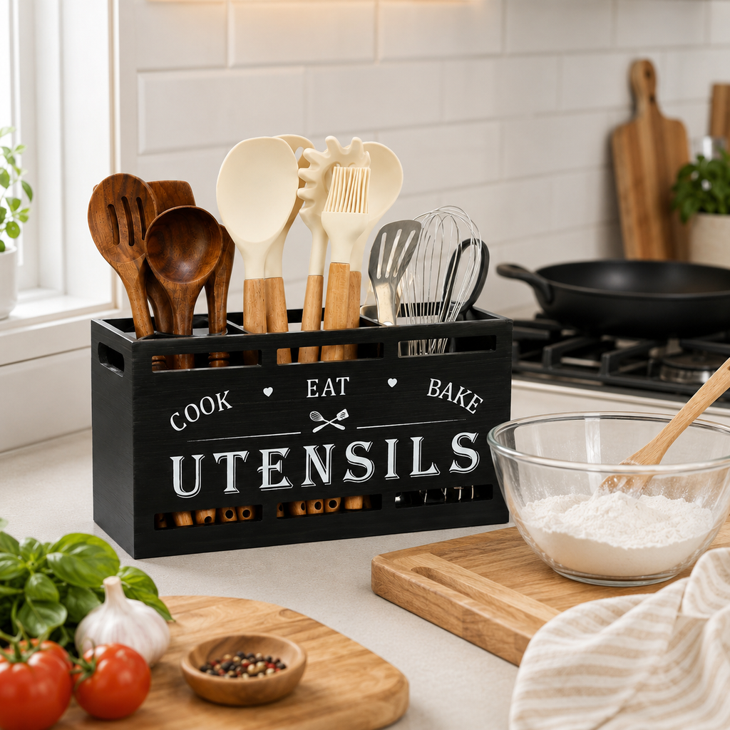 Wooden Utensil Caddy
