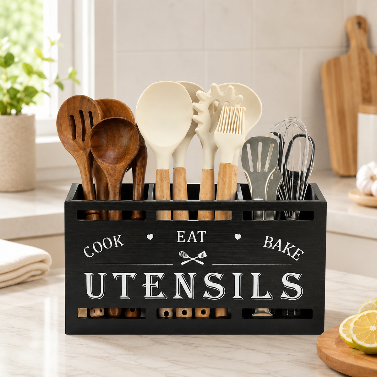 Wooden Utensil Caddy