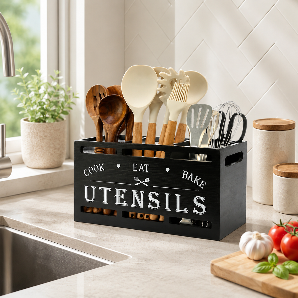 Wooden Utensil Caddy