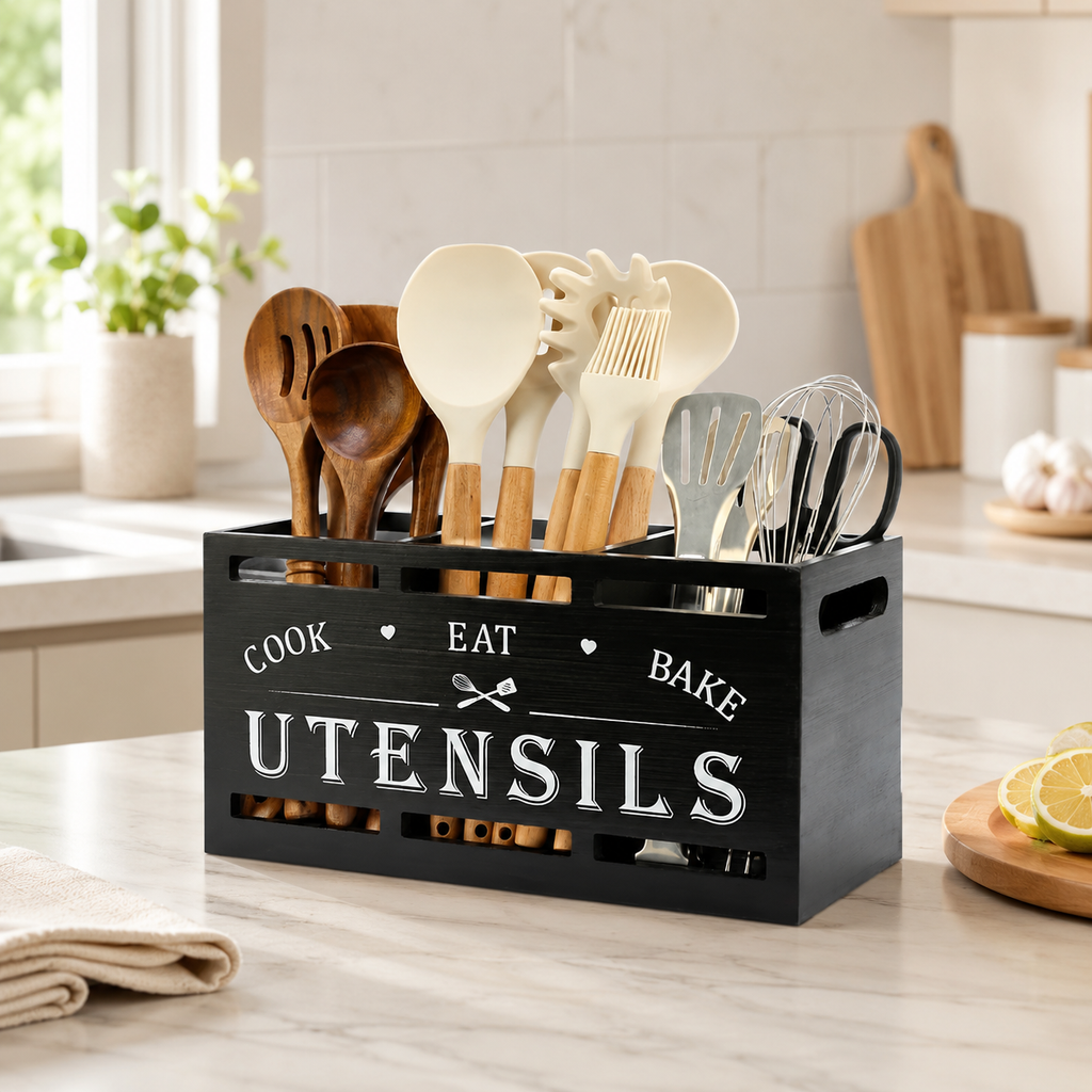 Wooden Utensil Caddy