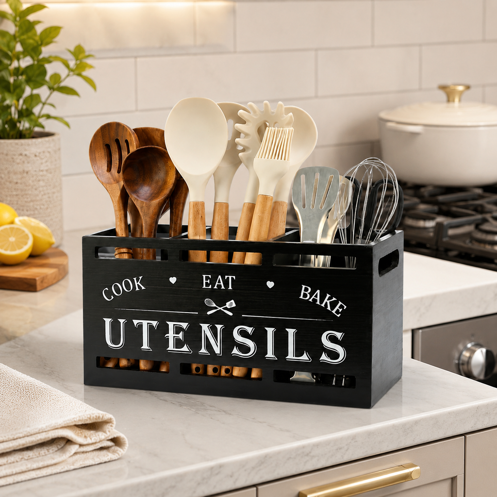 Wooden Utensil Caddy